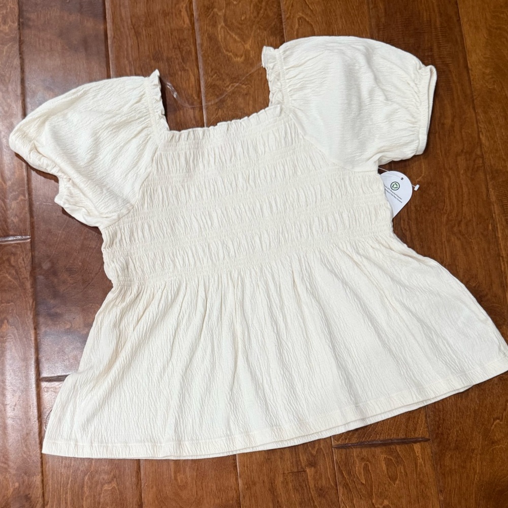 NWT Plus Size XL (14-16) wonder nation Cream Puff texture Sleeve Top